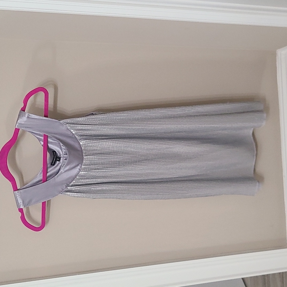 Warehouse Sequined silver silk dress